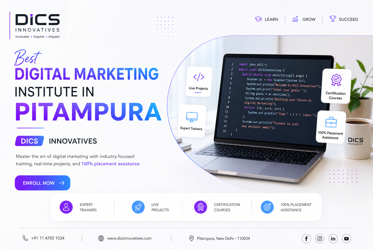 Professional Digital Marketing Institute in Pitampura | Enroll at DICS