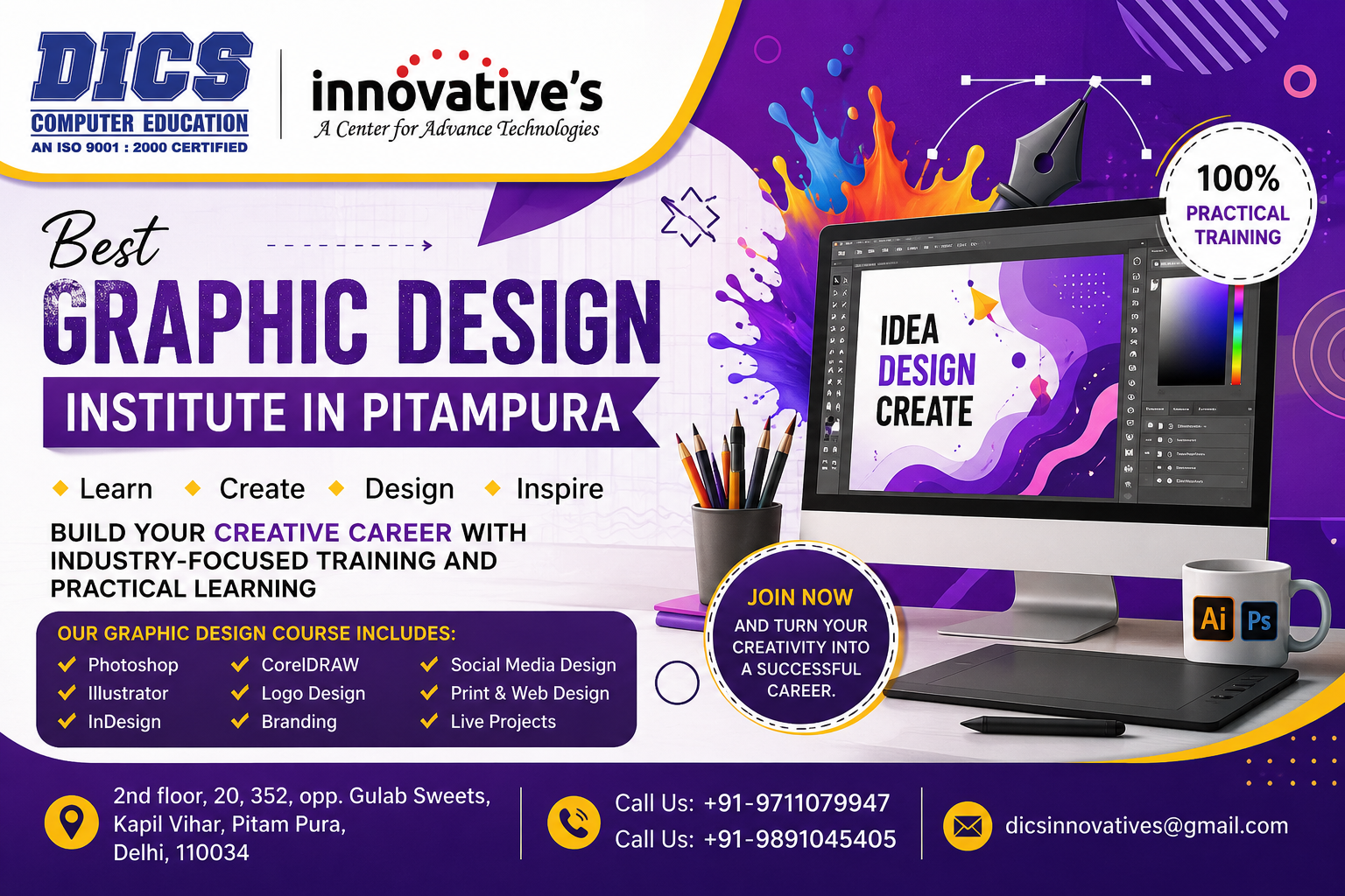 Best Graphic Design Institute in Pitampura – Build a Creative Career with DICS Innovatives