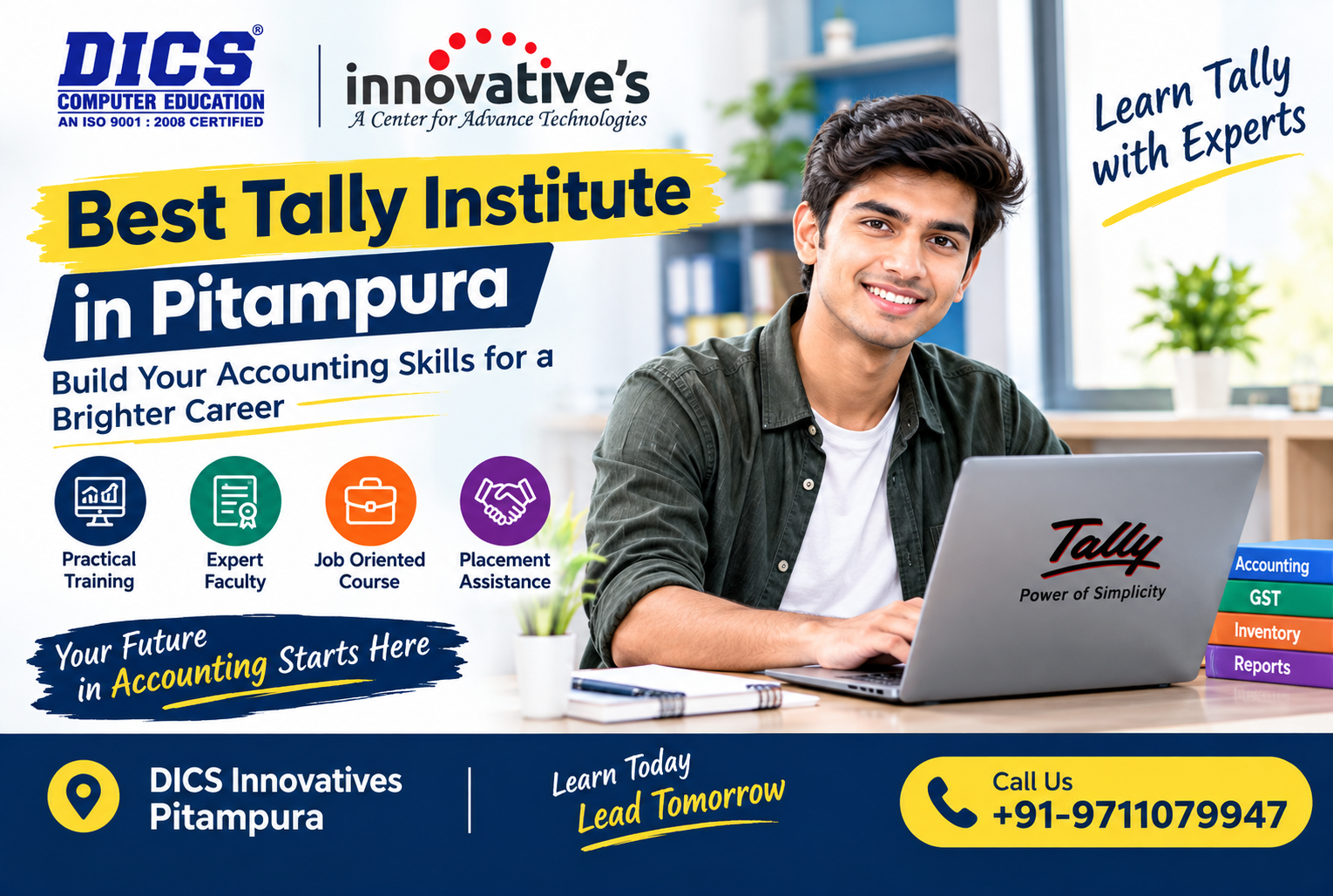 Learn Tally with practical accounting training at DICS Innovatives, the best Tally institute in Pitampura, with job skills and placement assistance.