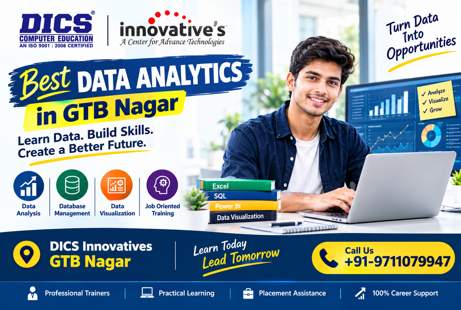 Join the Best Data Analytics Institute in GTB Nagar at DICS Innovatives for practical training, job skills, projects, and placement assistance.