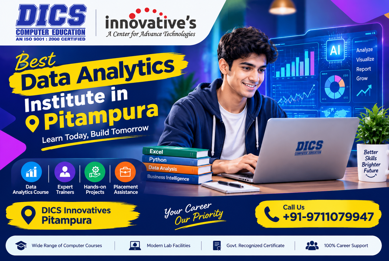 Join the Best Data Analytics Institute in Pitampura at DICS Innovatives for practical training, job skills, projects, and placement assistance.