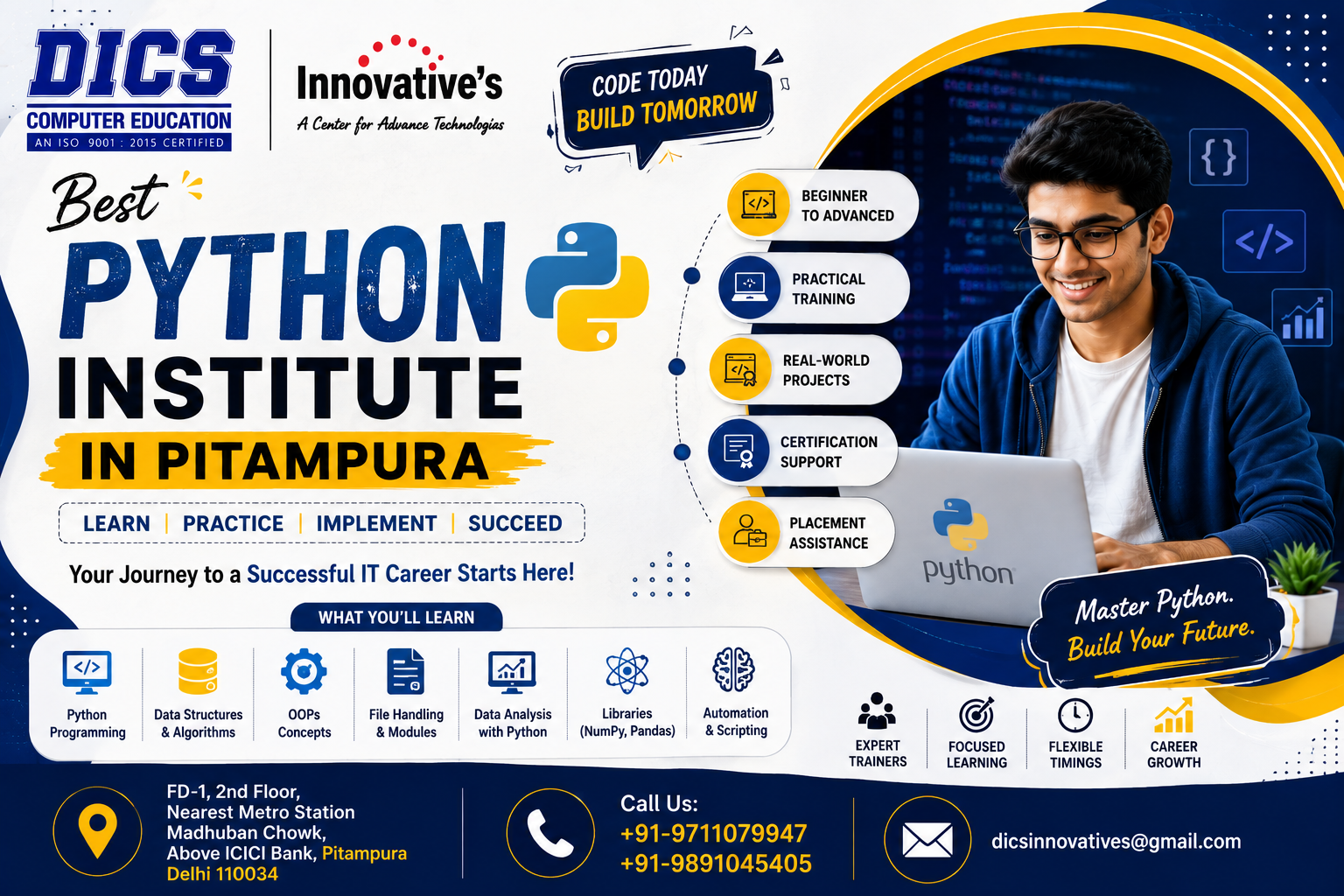 Best Python Institute in Pitampura offering practical Python training, programming, projects.