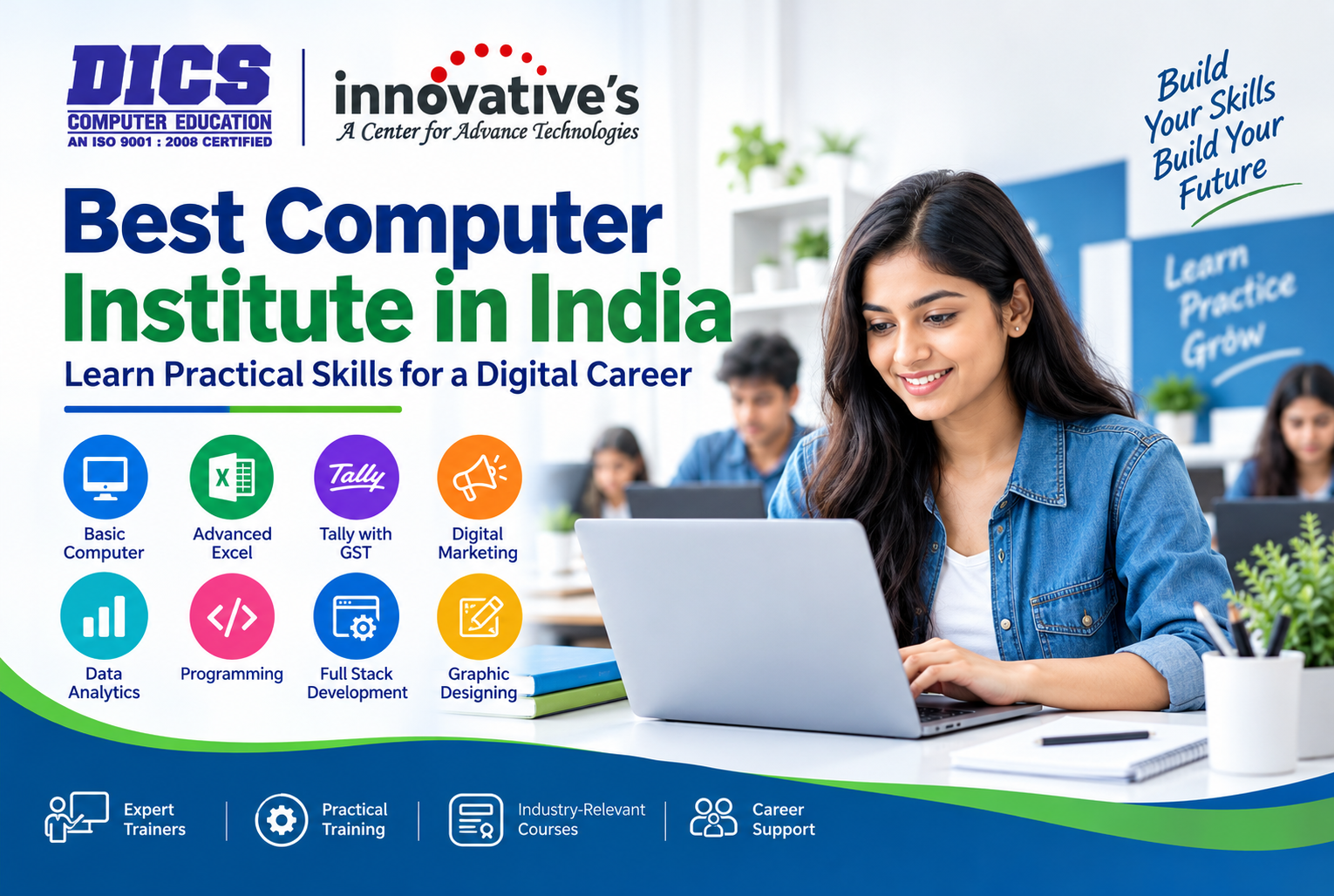 write a NEW website blog 800 words fresh and new human written, different and crawling purpose SEO friendly keyword is BEST COMPUTER INSTITUTE IN INDIA AND COMPUTER COURSE IN INDIA, Include topic about INSTITUTE, job skills, placement assistance with FAQ Institute name: DICS innovatives. IN PITAMPURA Keep less bullets points-iss answer ko jo aap mujhe dene vale mei usme total 8 faq hone chaiye note:- answer ko simple chat mei bhejna na ki box mei